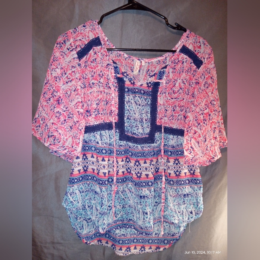 Red camel XS silk cotton blouse